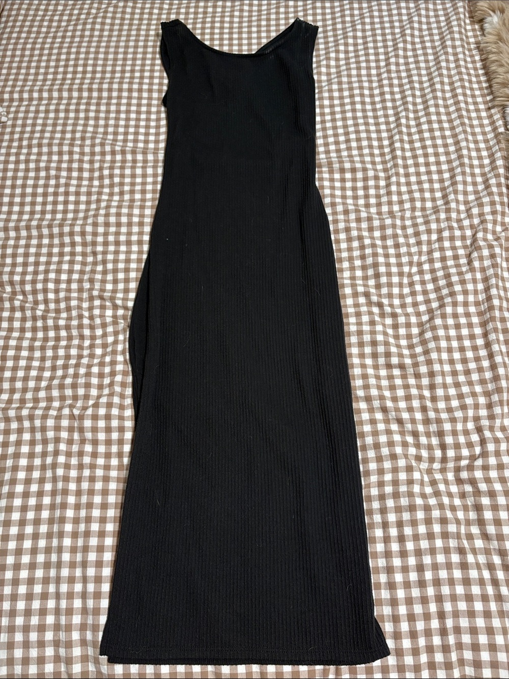 Black Ribbed Tank Maxi Dress - Brand Unspecified